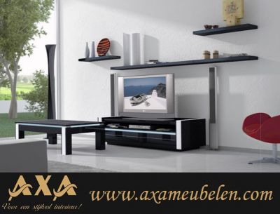 italiaans design hoogglans zwart woonkamer meubel led licht