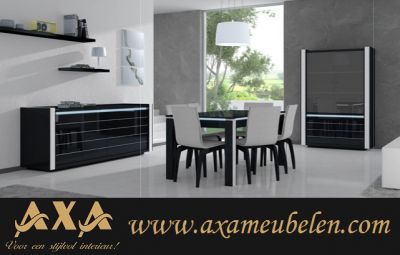 italiaans design hoogglans zwart woonkamer meubel led licht