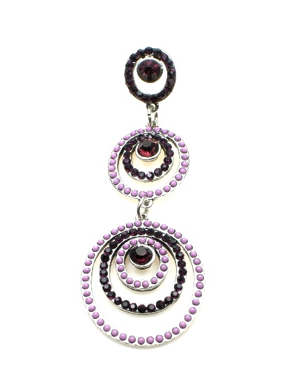 Mooie Oorbellen met paarse kralen en strassteentjes