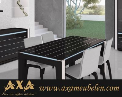 italiaans design hoogglans zwart woonkamer meubel led licht