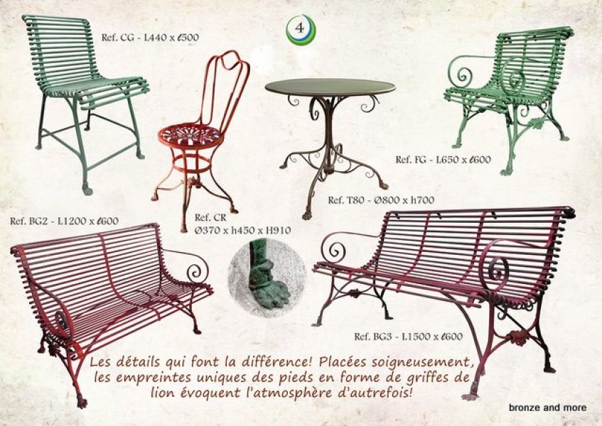 Smeedijzeren en gietijzeren tuinmeubelen en prielen