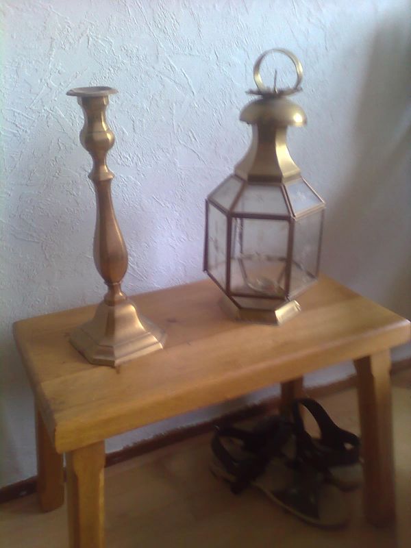 Kandelaar en lamp koper