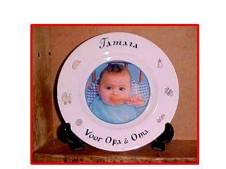 Geboorteservies met geboortekaartje