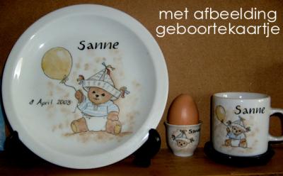 Geboorteservies met geboortekaartje