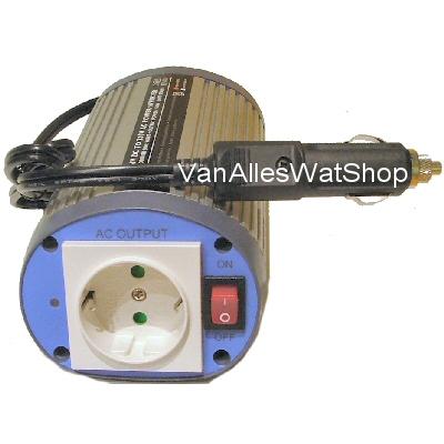 12Vdc/230Vac OMVORMER voor auto/boot/camper/caravan/tuinhuisje