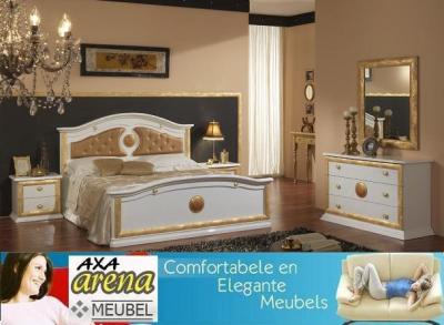 Hoogglans wit goud zilver slaapkamer meubelen AXA breda den haag