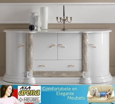 Hoogglans wit goud zilver woonkamer meubelen AXA breda den haag