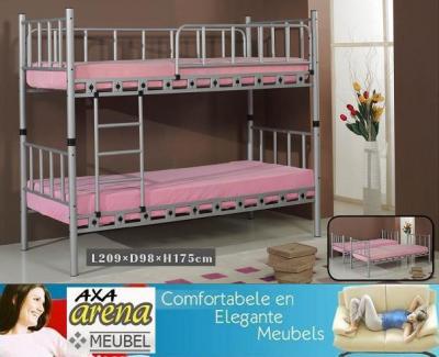 Stapelbed hoogslaper metaal hout AXA MEUBELEN BREDA DEN HAAG