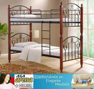 Stapelbed hoogslaper metaal hout AXA MEUBELEN BREDA DEN HAAG