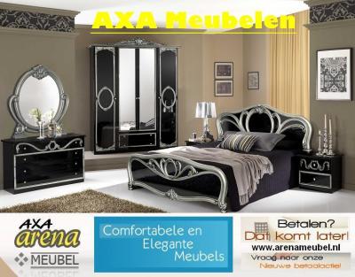 ITALIAANSE HOOGGLANS ZWART GOUD SLAAPKAMER MEUBELEN AXA BREDA DEN HAAG