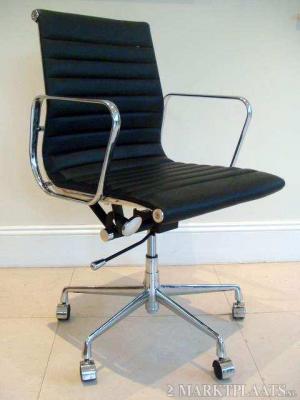 Eames (ea117) Design Bureaustoel (Zwart leer)  