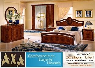 italiaanse hoogglans Klassiek noten slaapkamers AXA meubelen Rotterdam Den Haag Breda