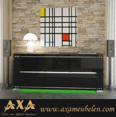 swarovski moderne hoogglans zwart woonkamer meubel led licht