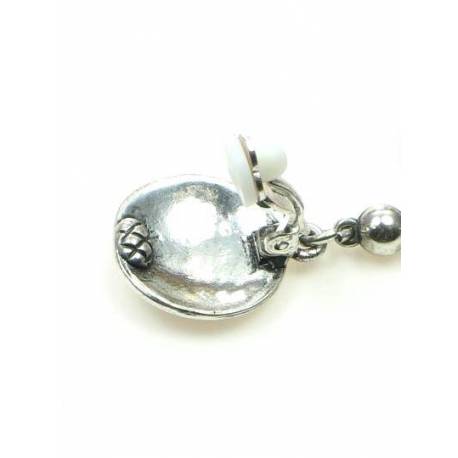 Zilverkleurige oorclips met zwarte inleg en strassteen