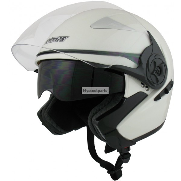 AWAX jethelm dubbel vizier glans wit NU €79,95