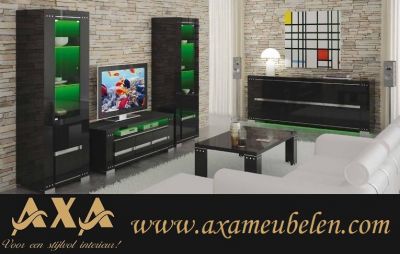 swarovski moderne hoogglans zwart woonkamer meubel led licht