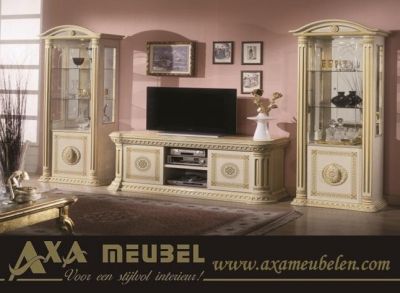 hoogglans zwart rosella beige versace woonkamer meubelen