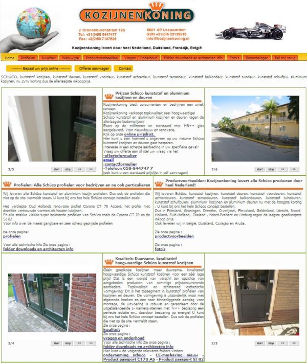 Online Prijslijst goedkope Kunststof kozijnen/ deuren, A-merk Schüco, laagste prijs