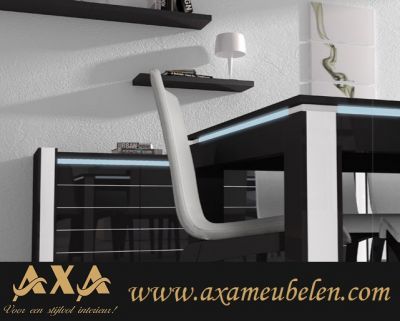 italiaans design hoogglans zwart woonkamer meubel led licht