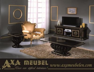 hoogglans zwart rosella beige versace woonkamer meubelen