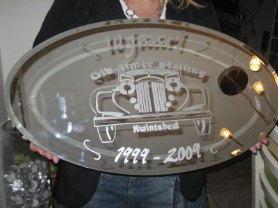 Jubileumspiegel handgegraveerd, blijvende herinnering