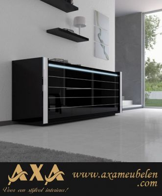 italiaans design hoogglans zwart woonkamer meubel led licht