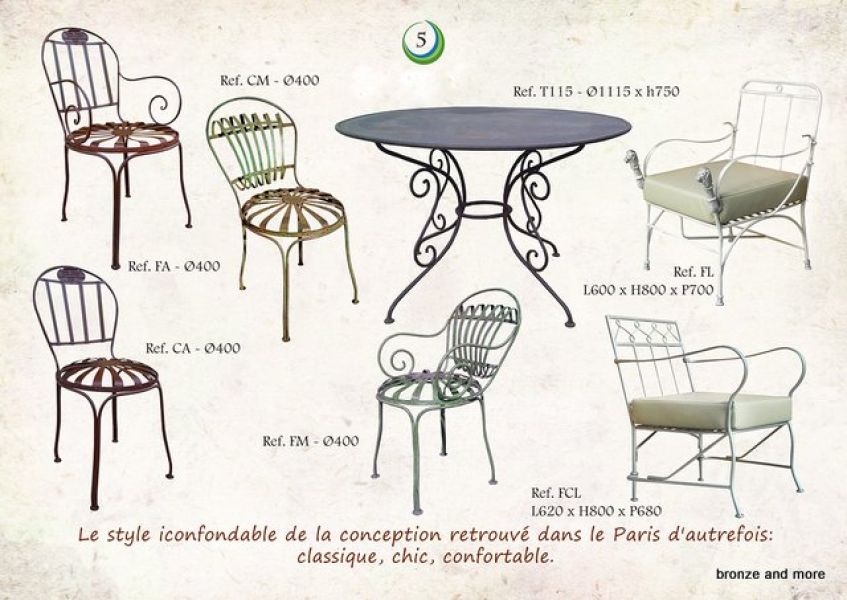 Smeedijzeren en gietijzeren tuinmeubelen en prielen