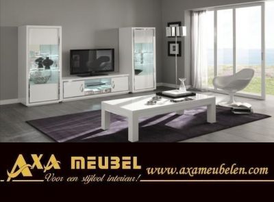 Goedkoop hoogglans wit woonkamer meubel kopen AXA Rotterdam