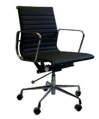 Eames (EA117) Design Bureaustoel (Zwart leer)