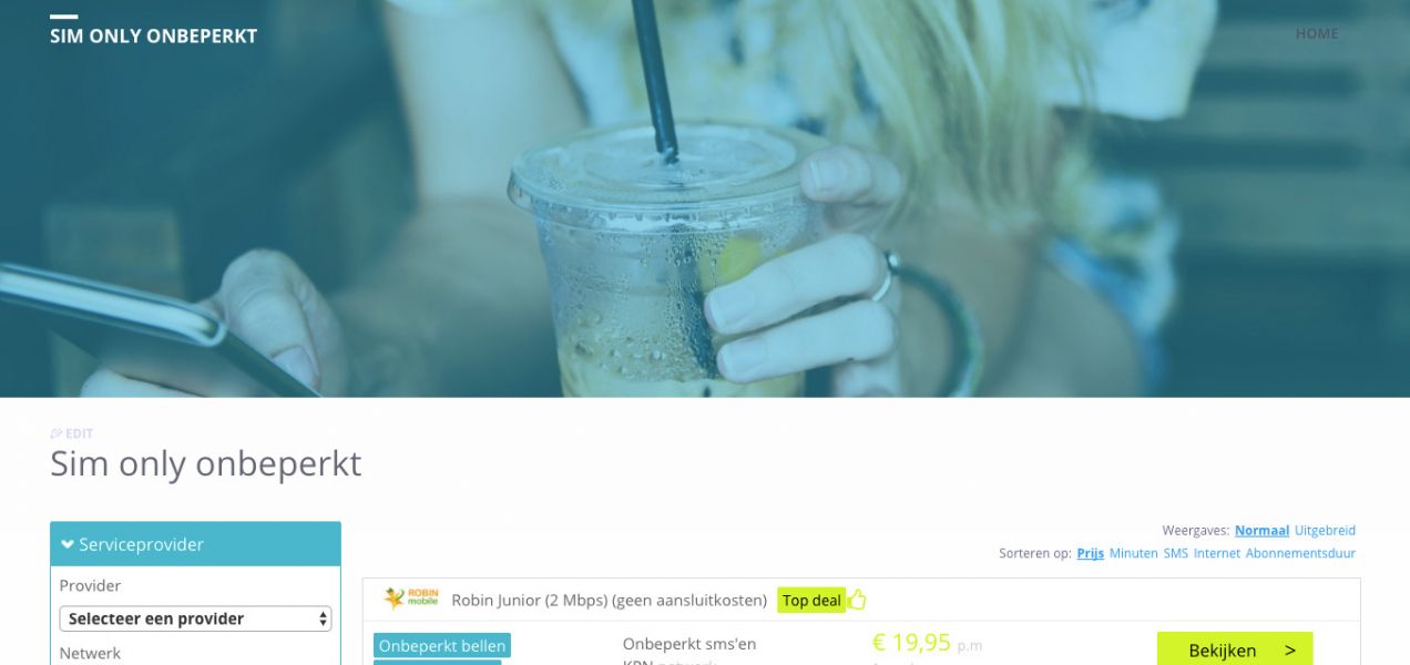 Sim only onbeperkt en maandelijks opzegbaar